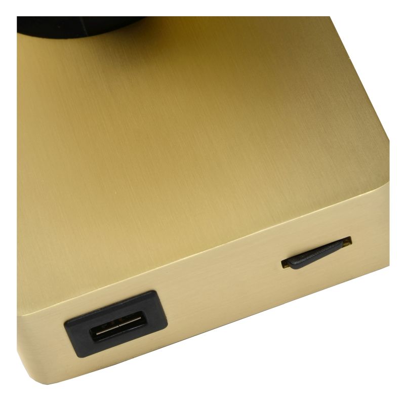 Lucide NIGEL - Nástenné bodové svietidlo - LED Dim. - GU10 - 1x5W 3000K - S nabíjacím bodom USB - Matt Gold / Mosadz